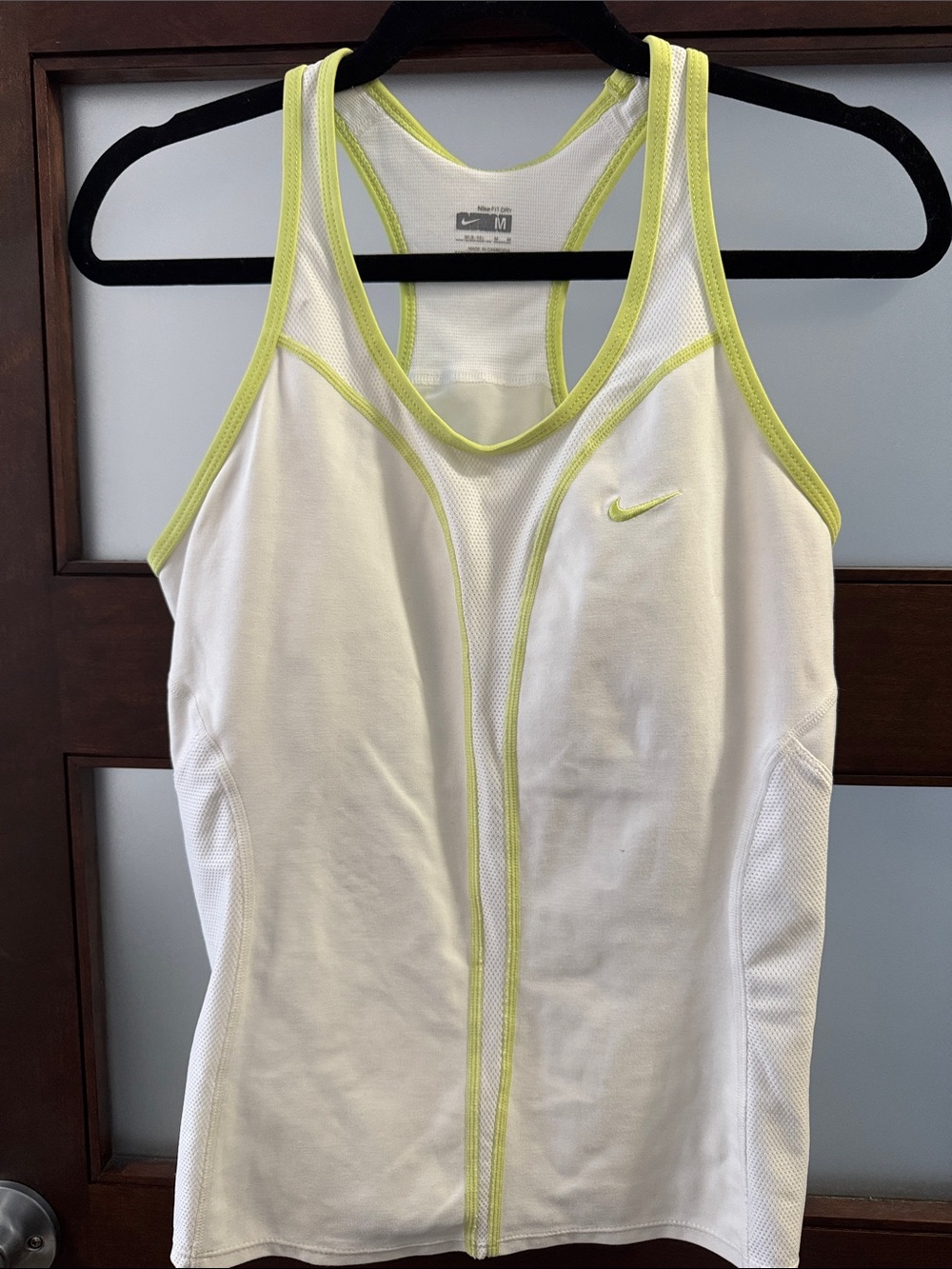 Nike White Racerback Tank with Lime Trim